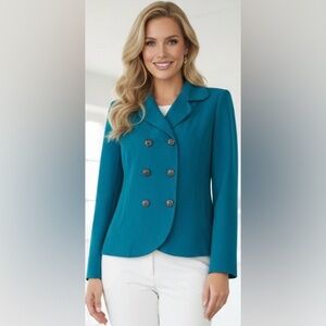 Peggy Jennings Teal Women's Jacket w Silk Lining. S-M